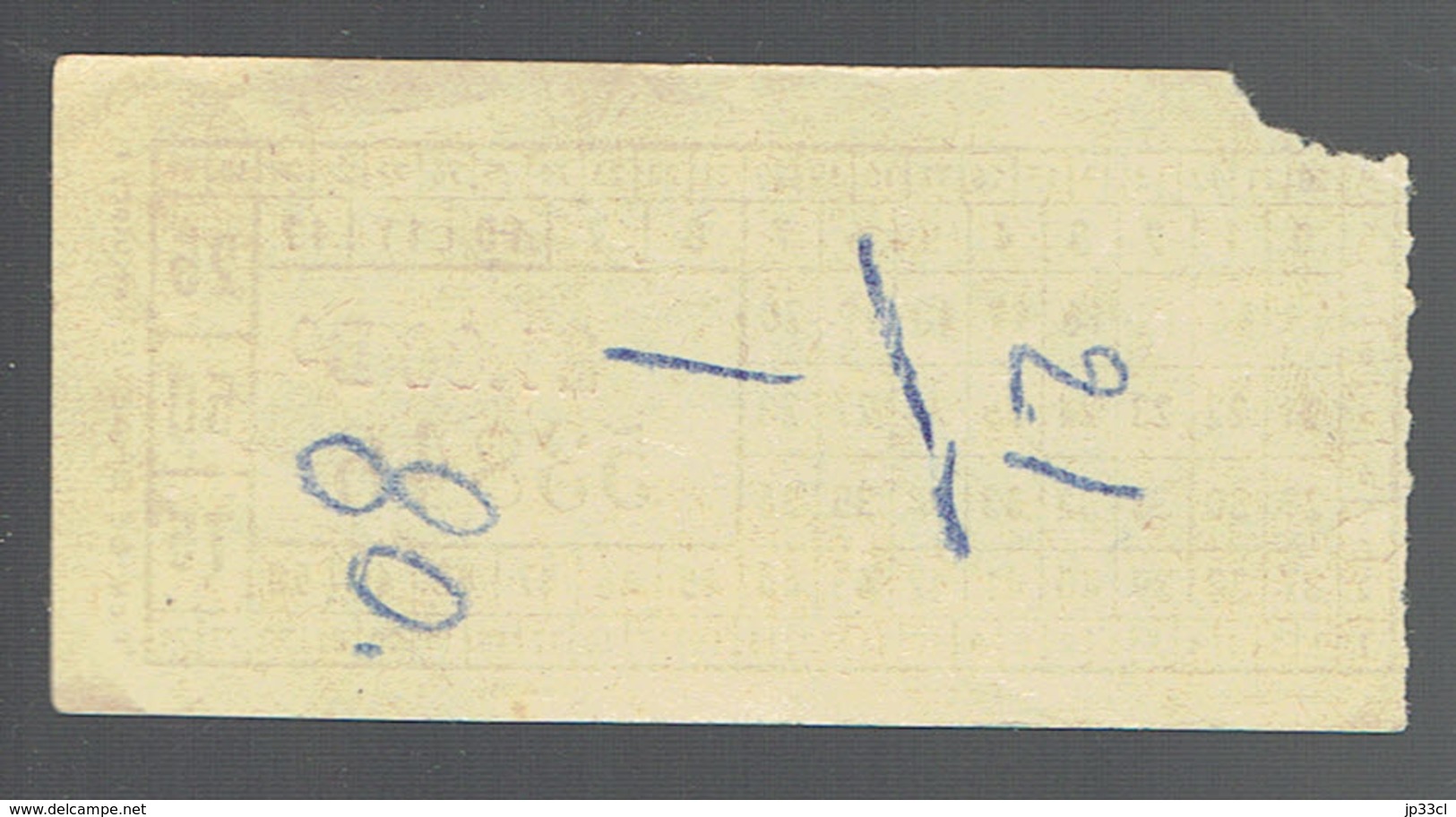 Ancien Ticket De Tram Belge Usagé "21.00 D° 53846" - Europa