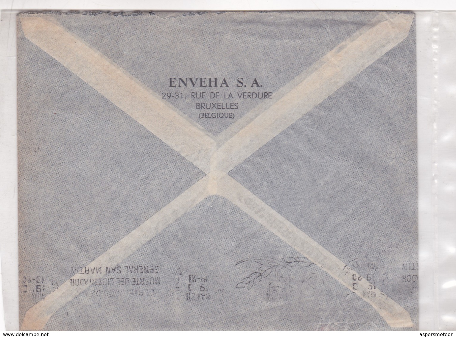BELGIQUE - CIRCULATED ENVELOPE FROM BRUXELLES TO BUENOS AIRES, ARGENTINA IN 1950 BY AIR MAIL -LILHU - Briefe U. Dokumente
