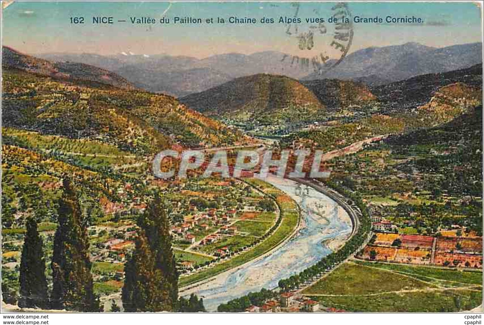 CPA Nice Vallee Du Paillon Et La Chaine Des Alpes Vues De La Grande Corniche - Other & Unclassified