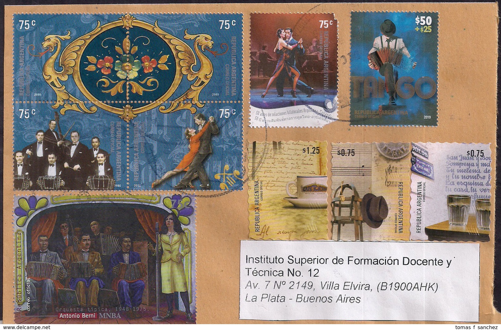 Argentina - 2019 - Lettre - Musique Populaire - Tango - Bandoneon - Lettres & Documents