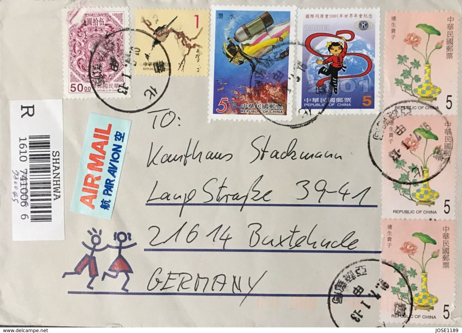 ◆◆◆ Taiwán (Formosa)   1991    REGISTERED  AIR MAIL  TO  Germany ++++ - Cartas & Documentos