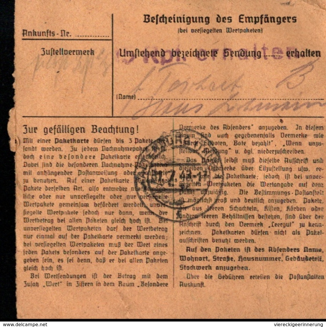 ! 1943 Paketkarte Deutsches Reich Aus Krappitz In Oberschlesien Nach Altenburg - Covers & Documents