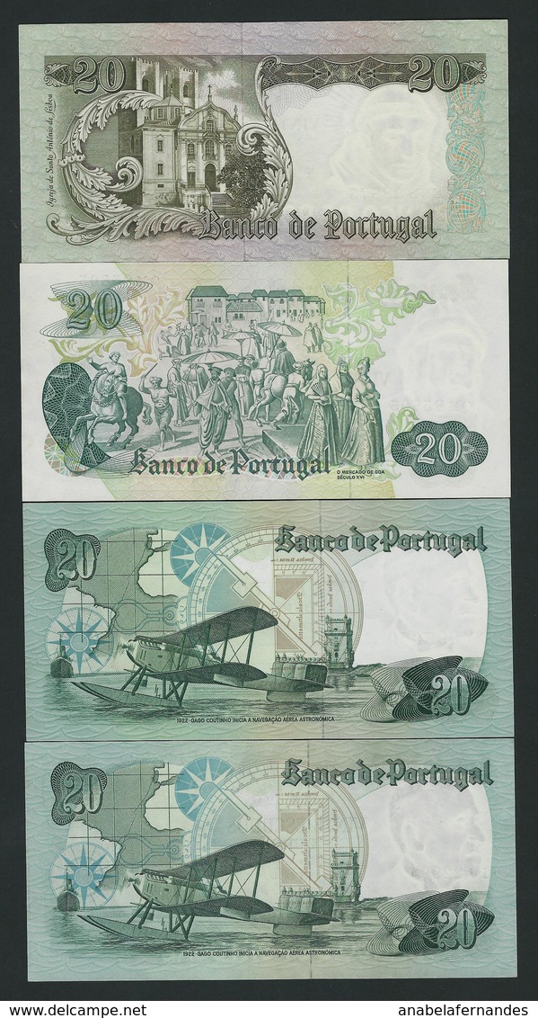 PORTUGAL    4 X 20   ESCUDOS  1964 / 1971 /1978    UNC - Portugal