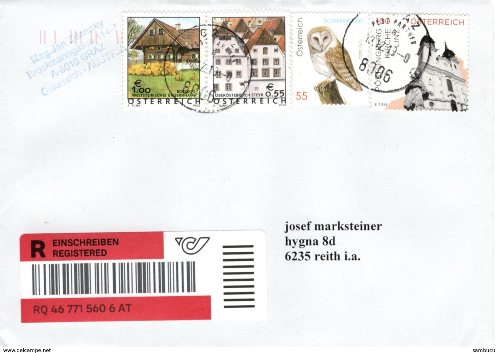 Reko -Brief Von 8006 Graz Postpartner Mit 310 Cent Mischfrankatur 2019 - Briefe U. Dokumente