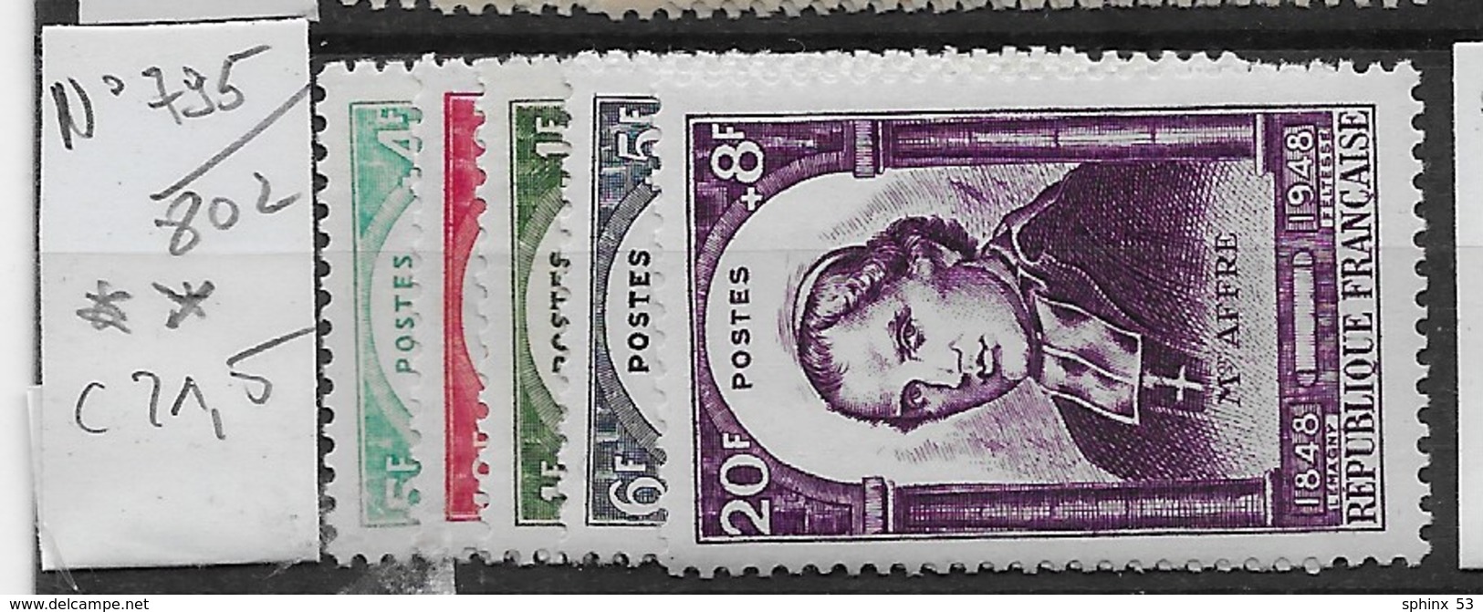 N° 795 à 802 **gomme Origine - Unused Stamps