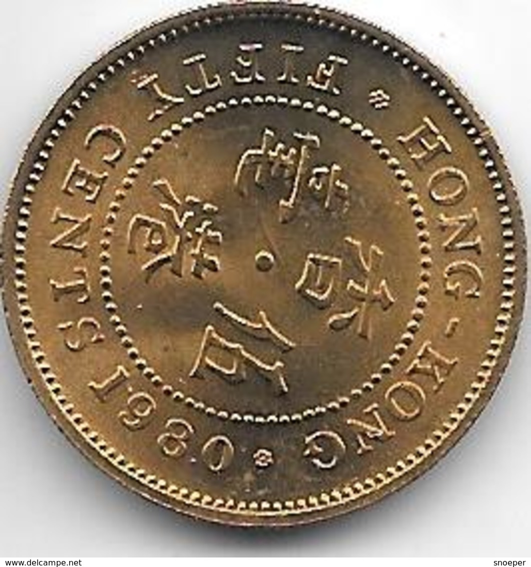 * HONG KONG 50 Cents  1980 Km  41 Bu !!!!! - Hongkong