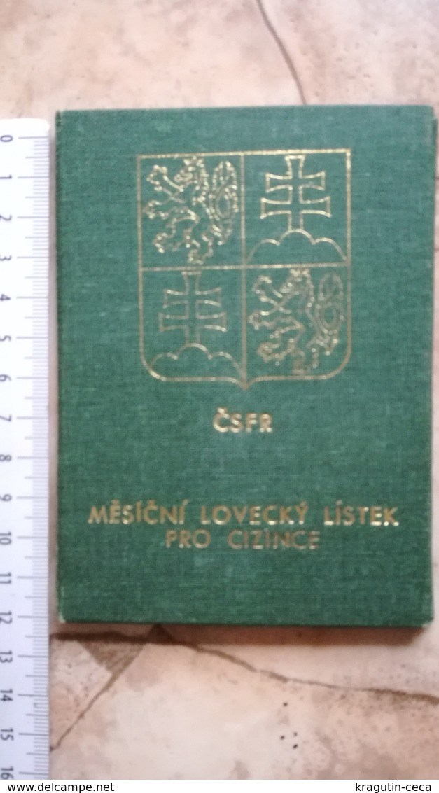 1973 ČSFR HUNT HUNTER MEMBER ID CARD MESEČNI LOVECKY LISTEK CZECH HUNTING DOCUMENT FOREIGNS PRO CIZINCE CZECHOSLOVAKIA - Non Classificati