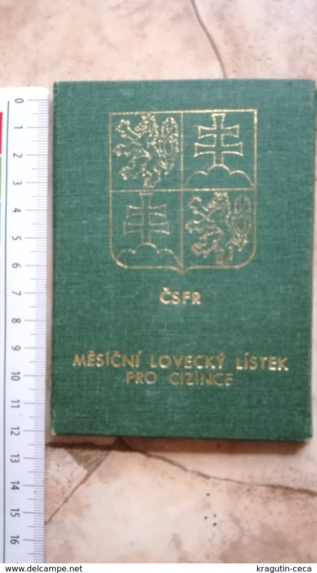 1973 ČSFR HUNT HUNTER MEMBER ID CARD MESEČNI LOVECKY LISTEK CZECH HUNTING DOCUMENT FOREIGNS PRO CIZINCE CZECHOSLOVAKIA - Unclassified