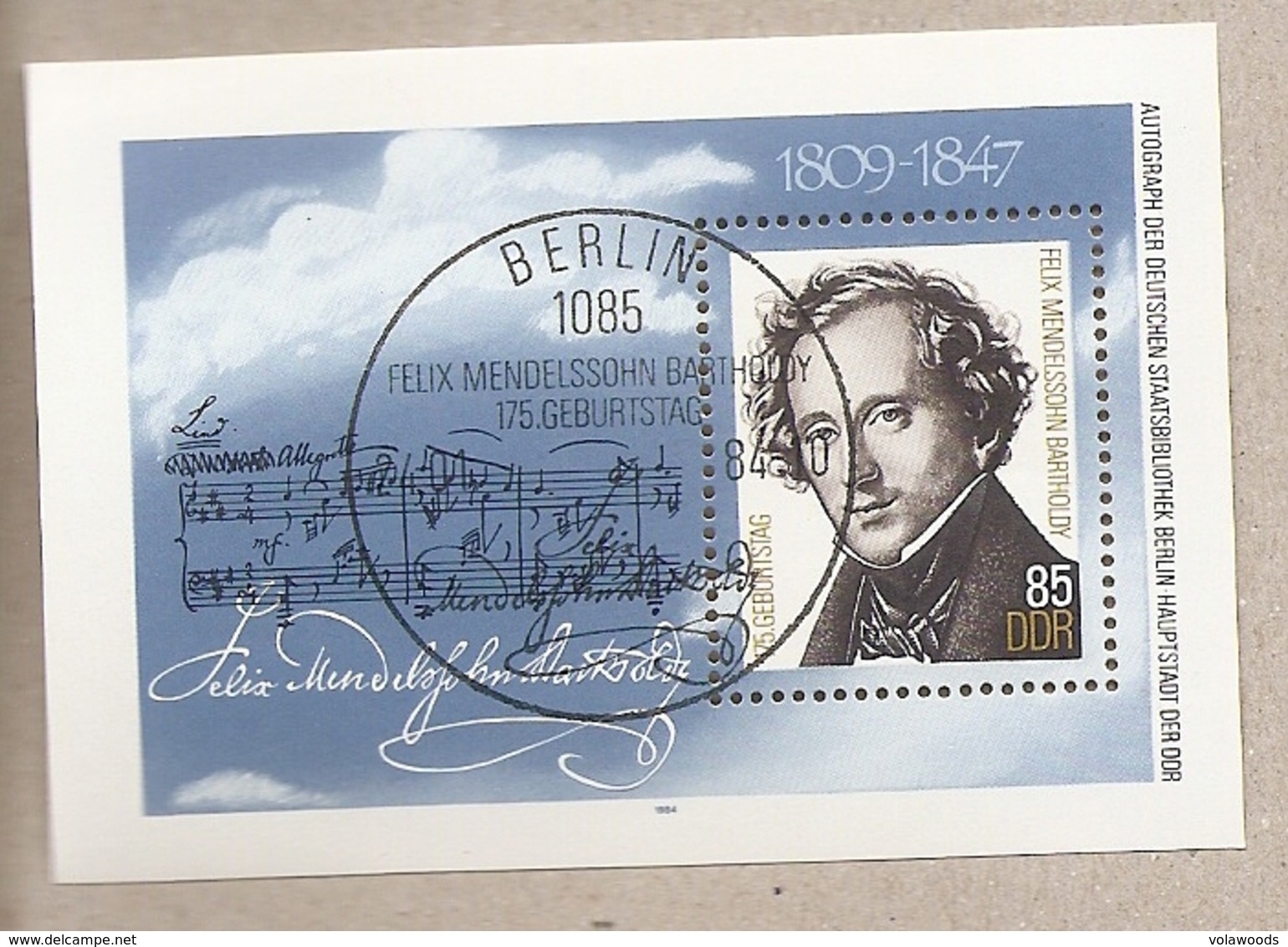 DDR - Foglietto FDC Con Annullo Speciale MICHEL Block 76: 175° Anniversario Di Felix Mendelssohn Bartholdy - 1984 * G - Musik