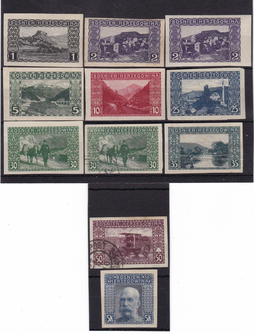 # Z.10931 Bosnia & Herzegovina ( Austro - Hungarian Empire) 1906 Incomplete Set Imperf, (x), MLH, Used: Definitive Issue - Bosnie-Herzegovine