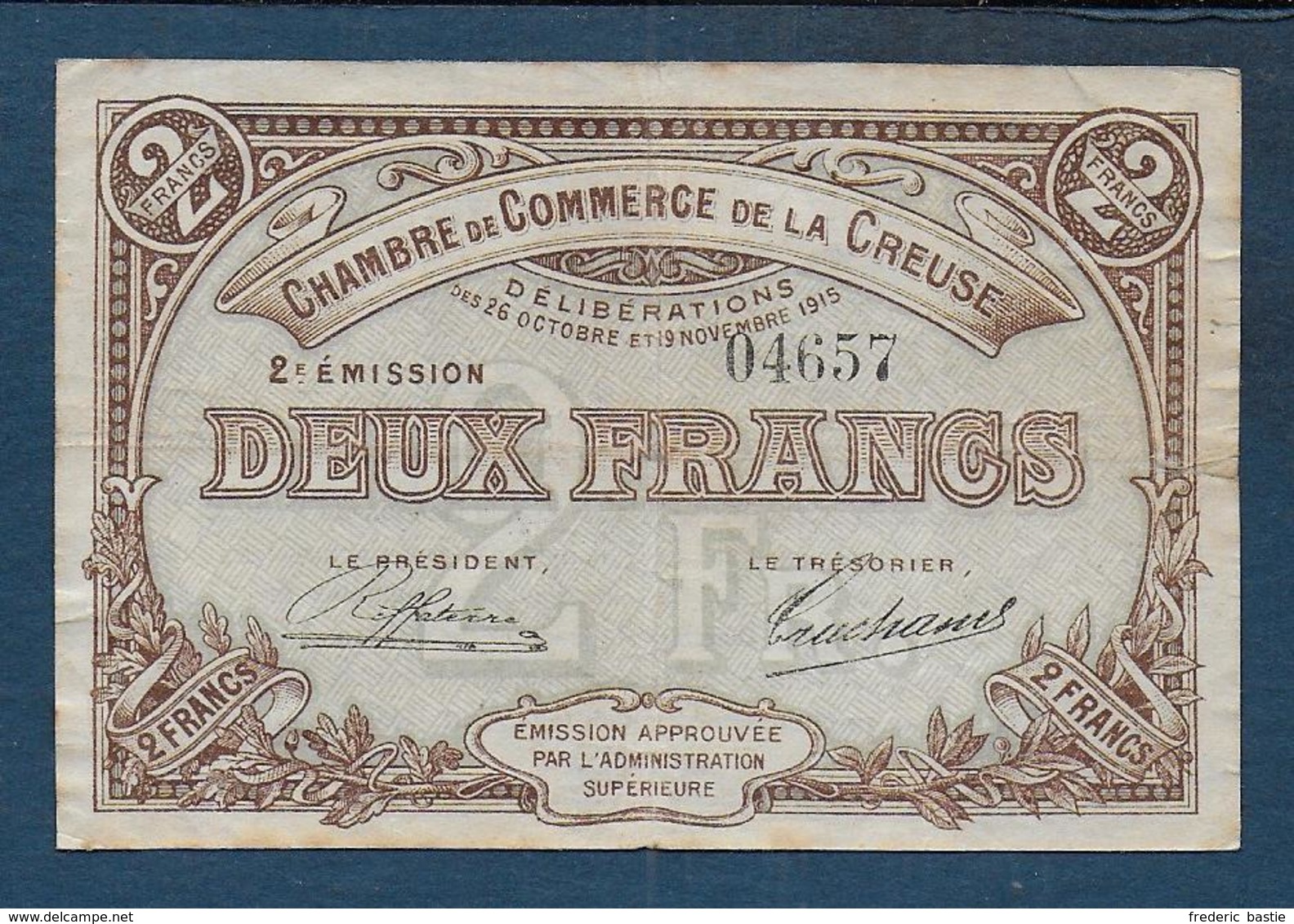 Chambre De Commerce De La CREUSE -  Billet De 2 Francs - Chambre De Commerce