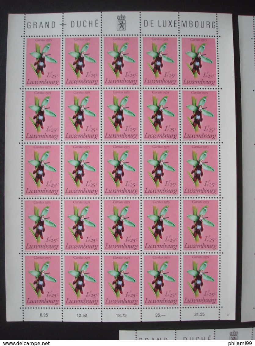 LUXEMBURG 1975 FULL SHEETS MNH** CARITAS FLOWERS - Colecciones