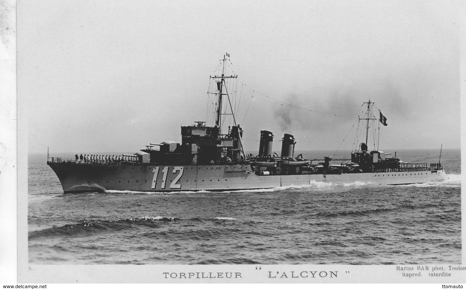 Marine Militaire Francaise  -  'L'ALCYON'  -  Torpilleur   -   Marius Bar Photocarte - Carte Postale - Guerra