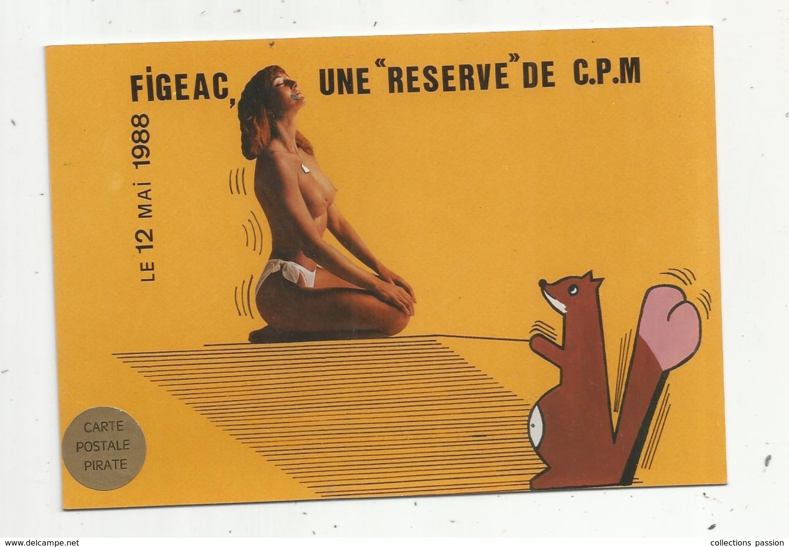Cp, Bourses & Salons De Collections, FIGEAC,1988, Une Réserve De CPM ,carte Pirate , N° 24 / 50 Ex.,illustrateur Charles - Beursen Voor Verzamellars