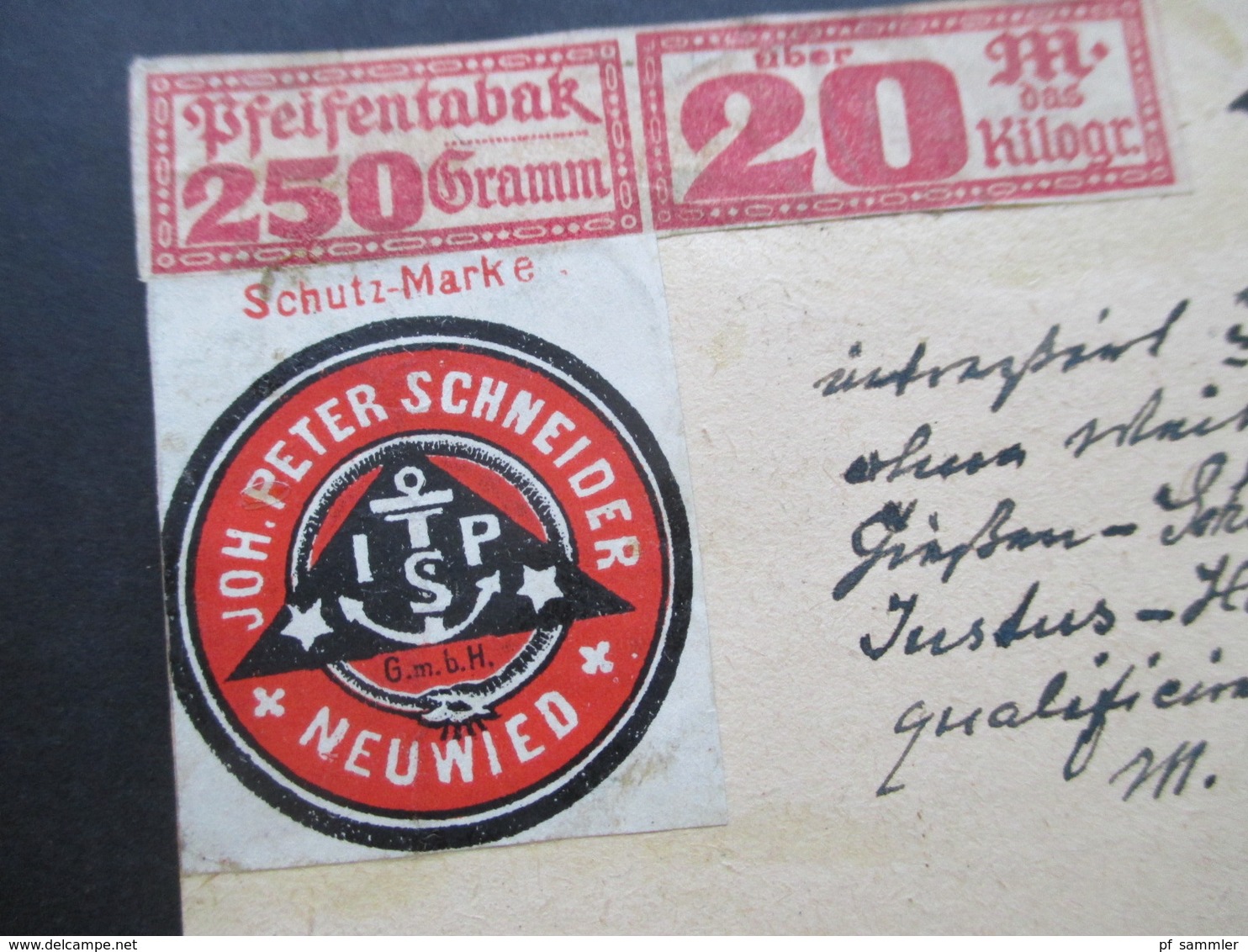 Österreich 1922 Nach Neuwied Bestellung Von Pfeifentabek Mit Schutzmarke Joh. Peter Schneider ISP - Covers & Documents
