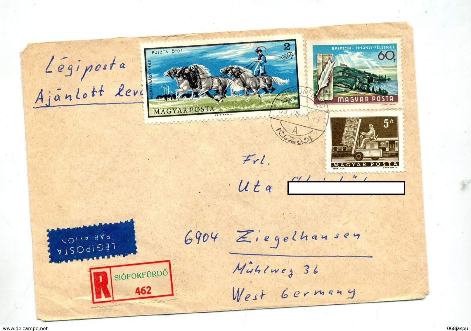 Lettre Recommandée Siofokfurdo Sur Cheval Balaton - Postmark Collection