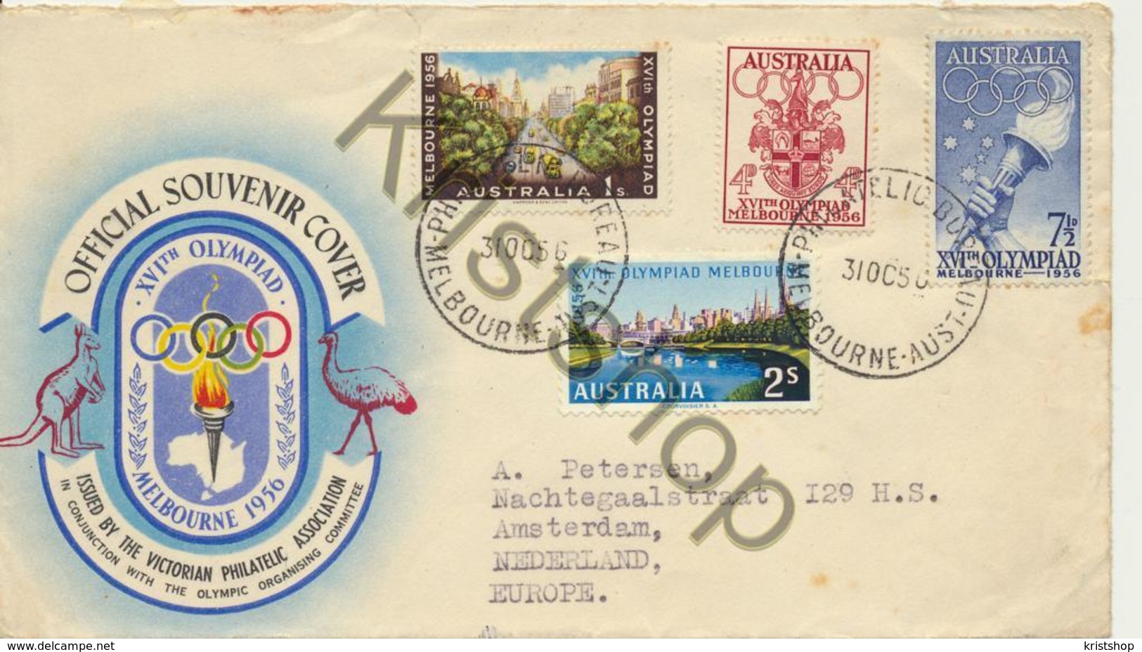 Australia - Official Souvernir Cover Melbourne Olympics 1956  (5P-154 - Ersttagsbelege (FDC)