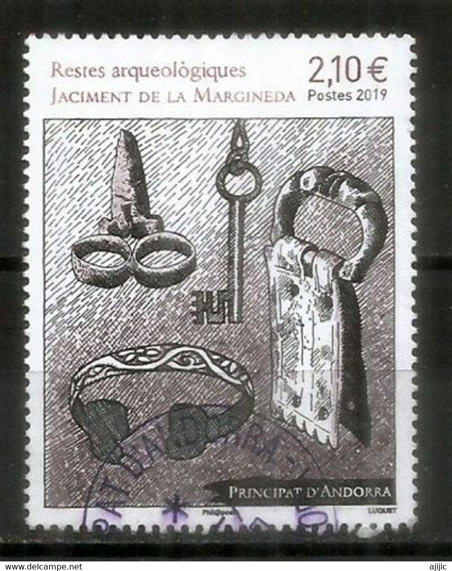 ANDORRA. Restos Arqueológicos De Andorra. Jaciment De La Margineda, Un Sello Cancelado, Primera Calidad, Año 2019. - Used Stamps