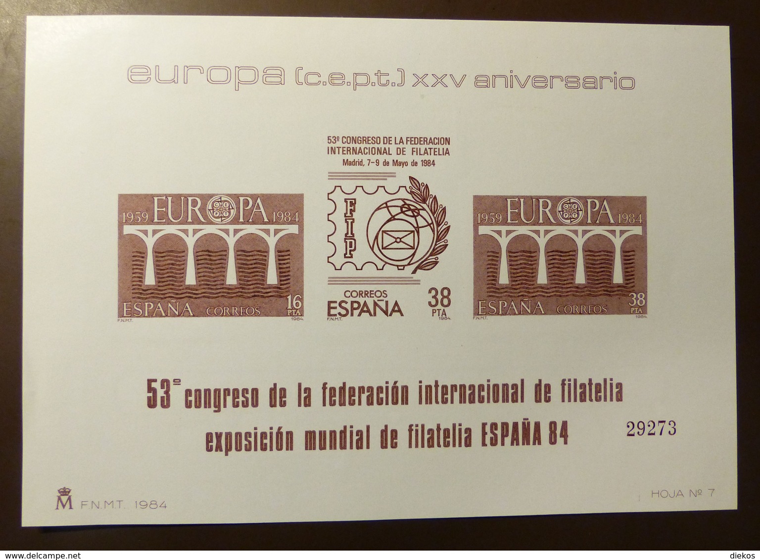 Spanien Europa 1984 Vignettenblock  2633 -34  ** MNH   #5087 - Blocs & Feuillets