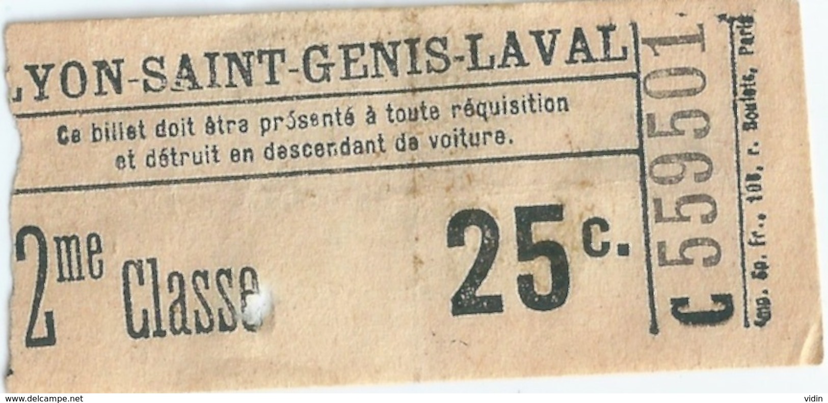 Lyonb Saint Genis Laval Ticket 2ème Classe - Europe