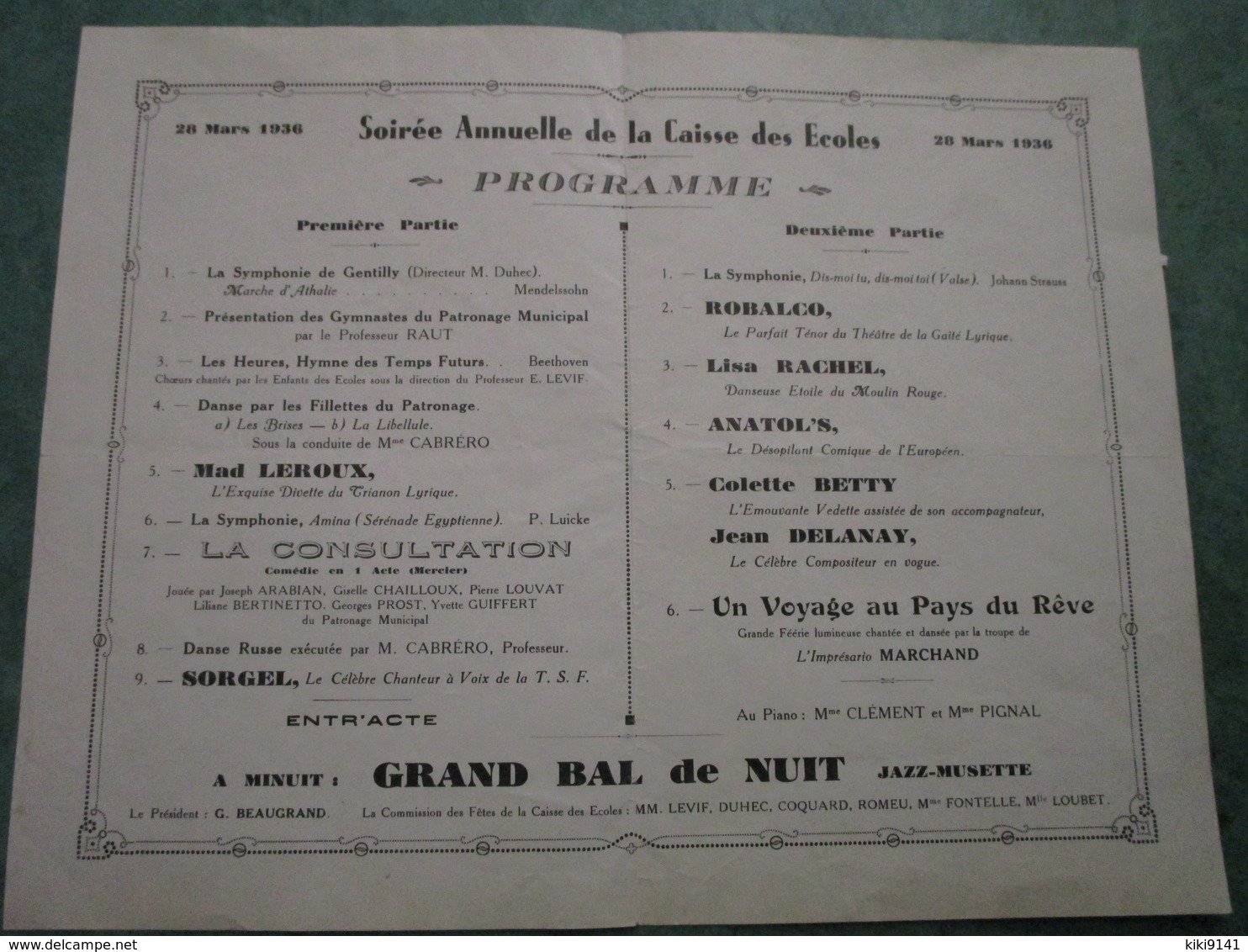 PROGRAMME - Soirée Annuelle De La Caisse Des Ecoles - Gentilly