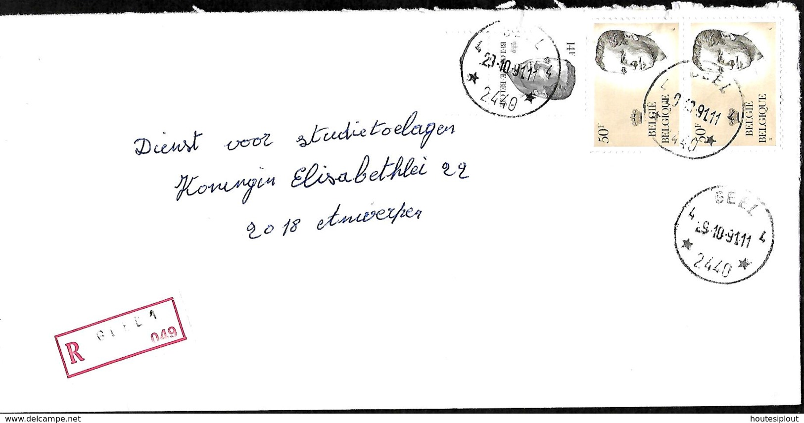 Belgique.  TP 2127 (x 2) + 2352 (déchiré)  L. Rec.  Halte Geel 4 > 2018 Antwerpen   1991 - Postmarks With Stars
