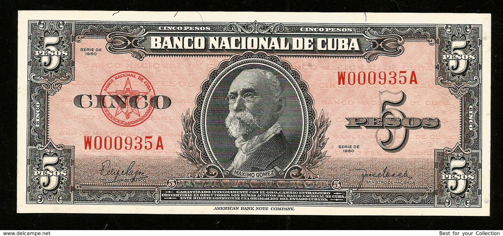* Cuba 5 Pesos  1950 ! UNC ! - Cuba
