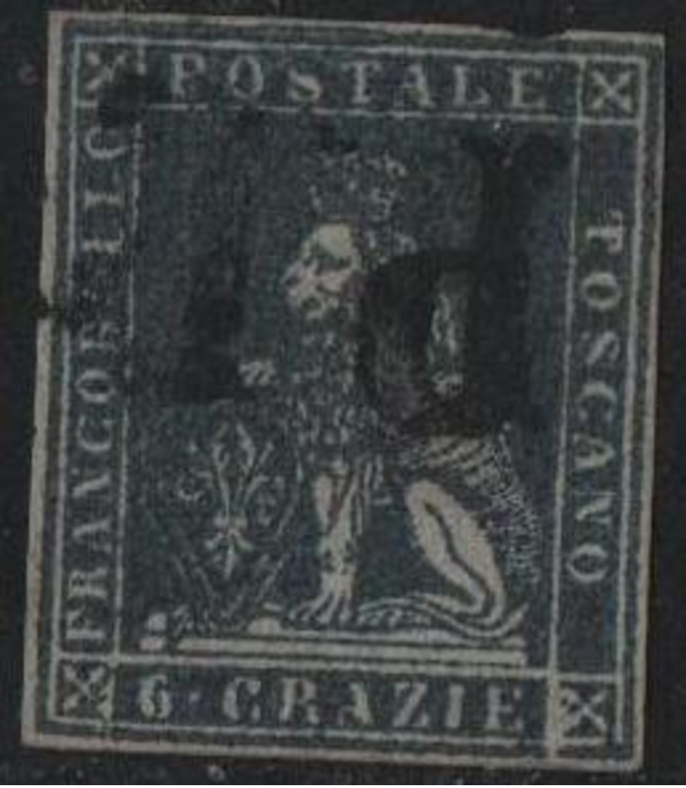 6 Crazie (Sass.7f) Usato Quattro Grandi Marg. Attestato Manzoni (€ 450) - Toscane