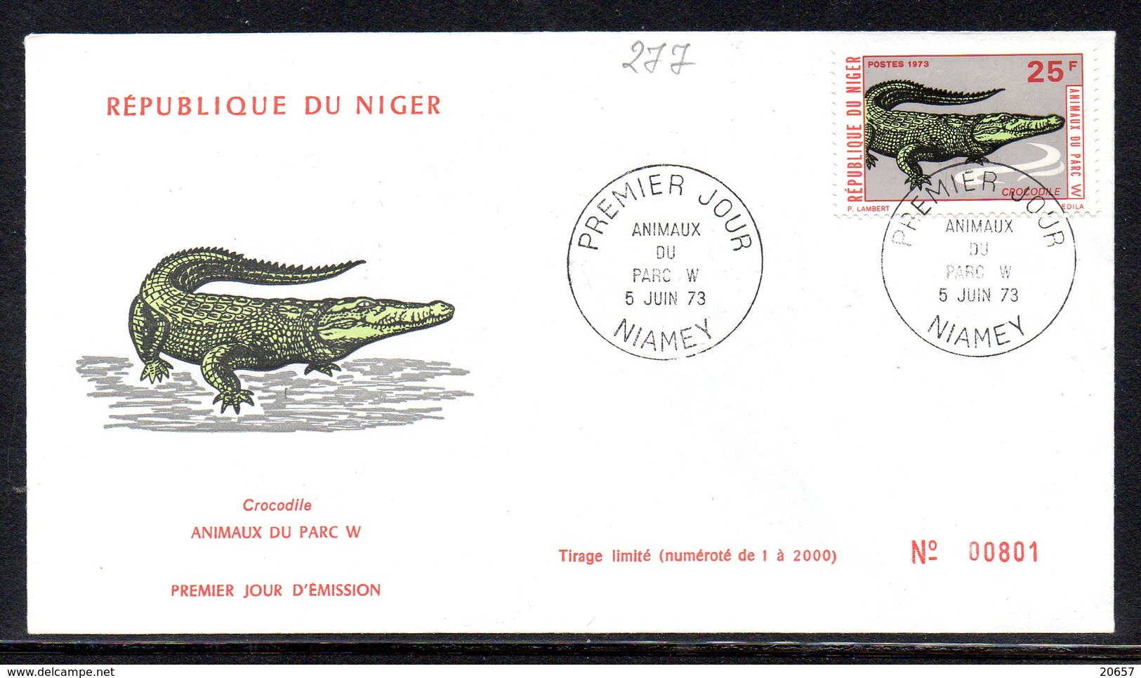 Niger 0277 Fdc Gros Animaux Du Parc De W, Crocodile - Autres & Non Classés