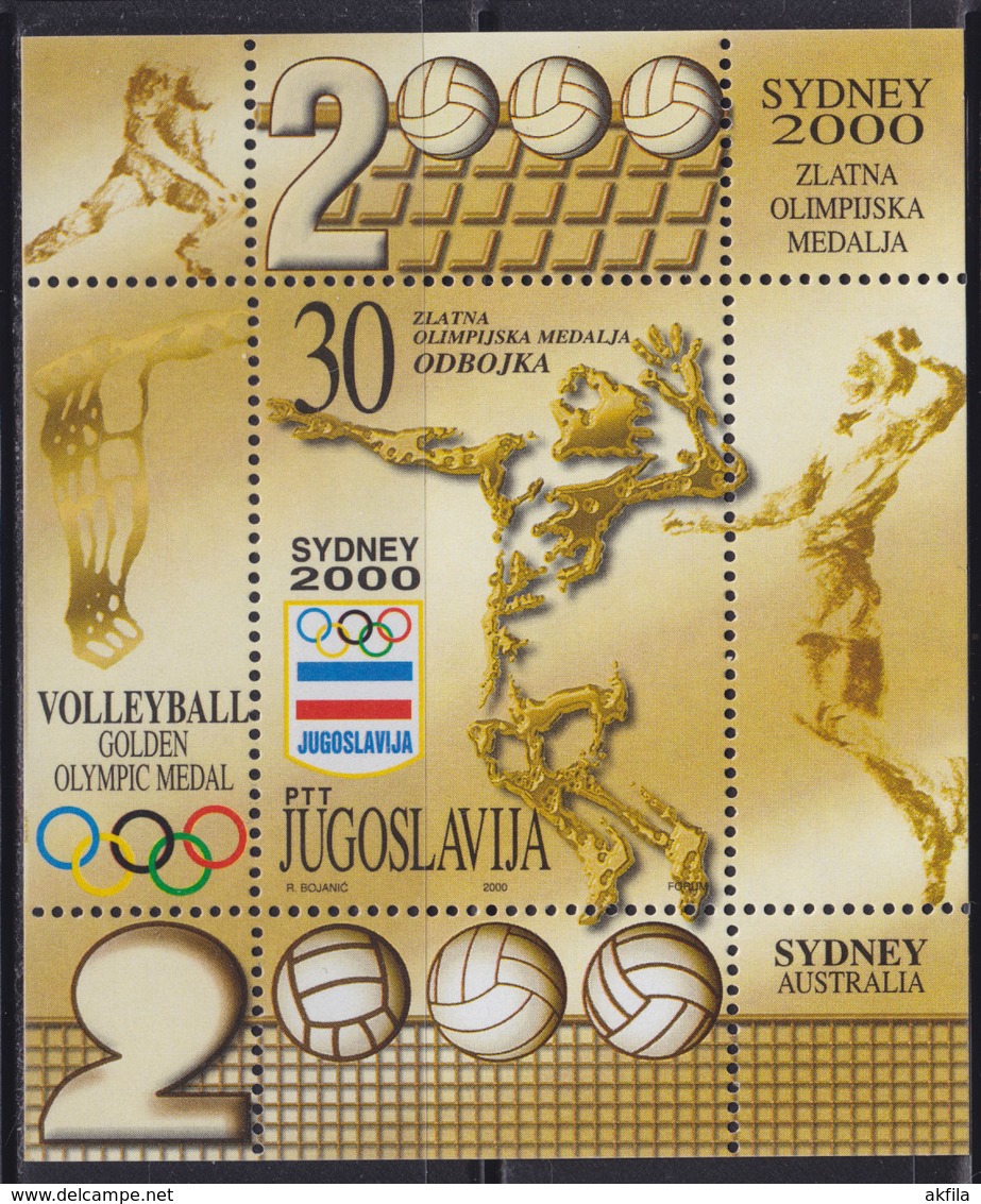 Yugoslavia 2000 Yugoslav Olympic Medals Block, MNH (**) Michel 2991 Block 50 - Blocks & Sheetlets