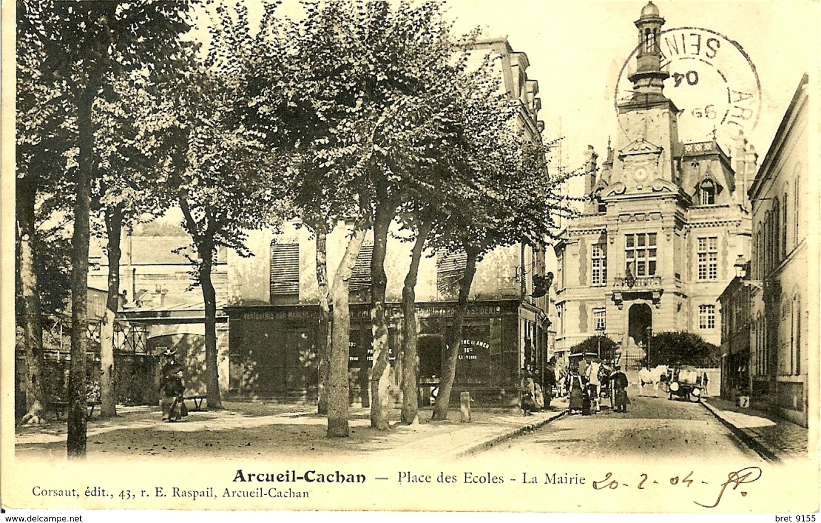 94 ARCUEIL CACHAN  LA PLACE OMBRAGEE DES ECOLES ET LA MAIRIE - Arcueil