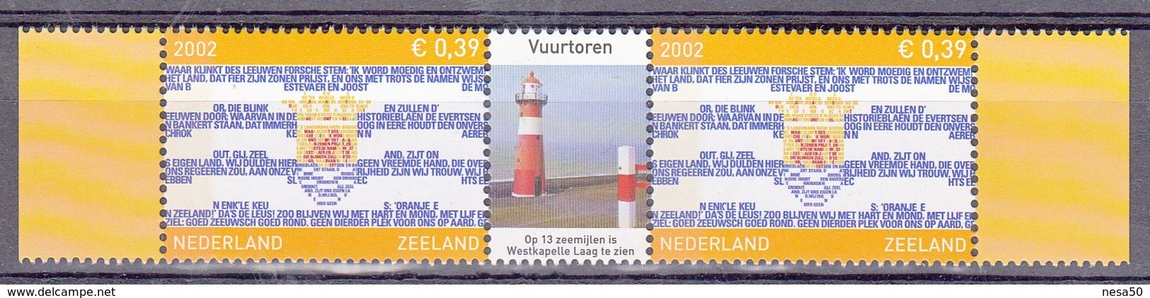 Nederland  2002 Nvph Nr 2075, Mi Nr 2028, Provincie Zeeland , Vuurtoren, Lighthouse, Westkapelle Laag - Phares