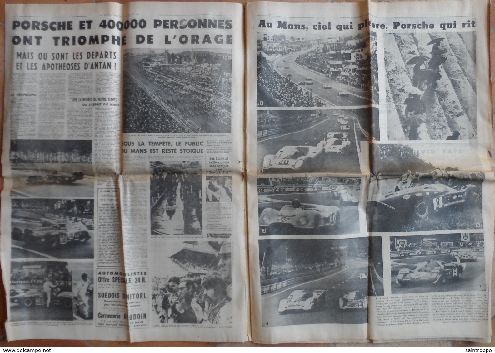 24 H Du Mans 1970.Porsche Triomphe.Hermann-Larousse.Accident à Clermont-Créans & Montabon. - 1950 - Nu