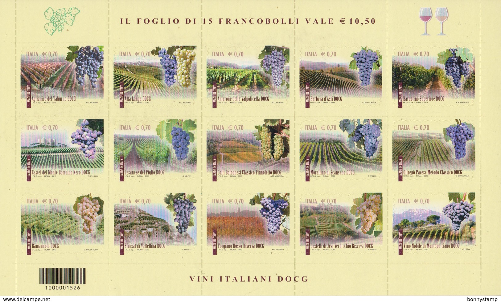 Repubblica Italiana, 2013 - Foglietto  Vino DOCG - MNH Nr.BF81 - Blocchi & Foglietti