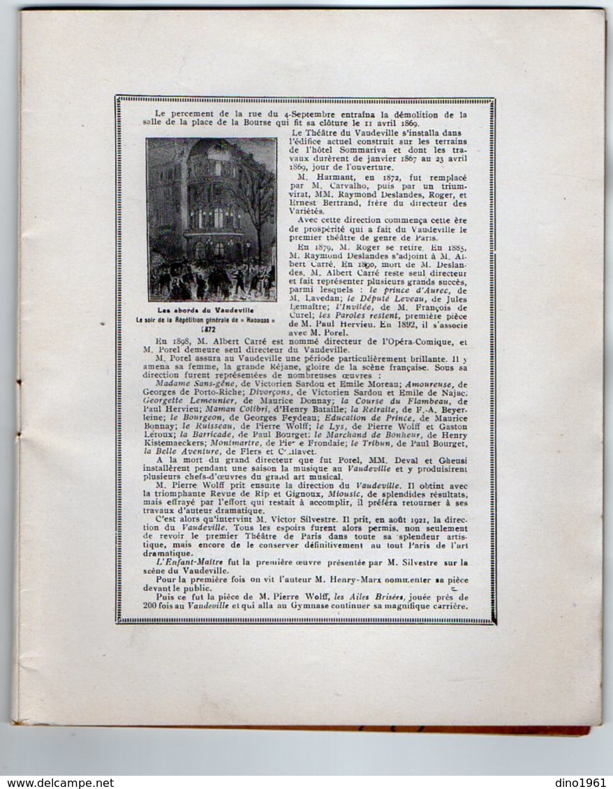 VP16.507 - Programme - Théatre Du VAUDEVILLE  ¨ LA DAME AUX CAMELIAS ¨ Mme Ida RUBINSTEIN - Programmes