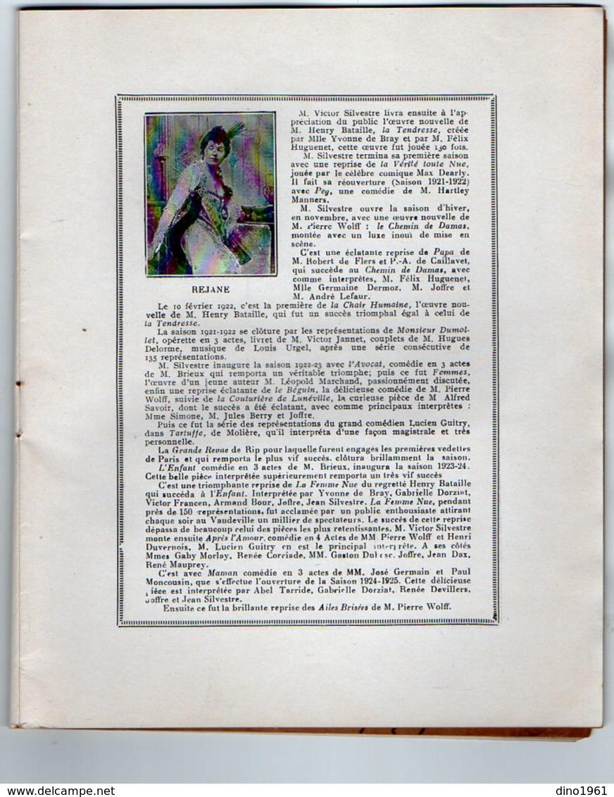 VP16.507 - Programme - Théatre Du VAUDEVILLE  ¨ LA DAME AUX CAMELIAS ¨ Mme Ida RUBINSTEIN - Programas