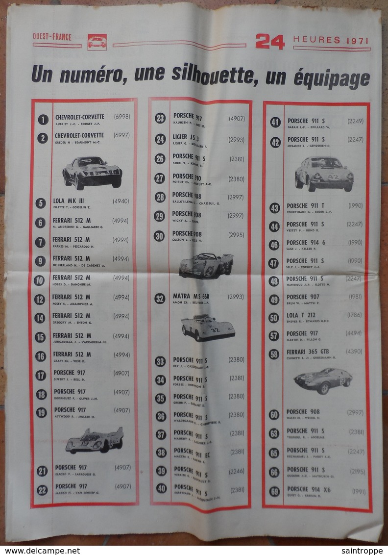 24 H du Mans 1971. "Porsche" a l'assaut des records.Marie-Claude Beaumont.Ligier,Matra.