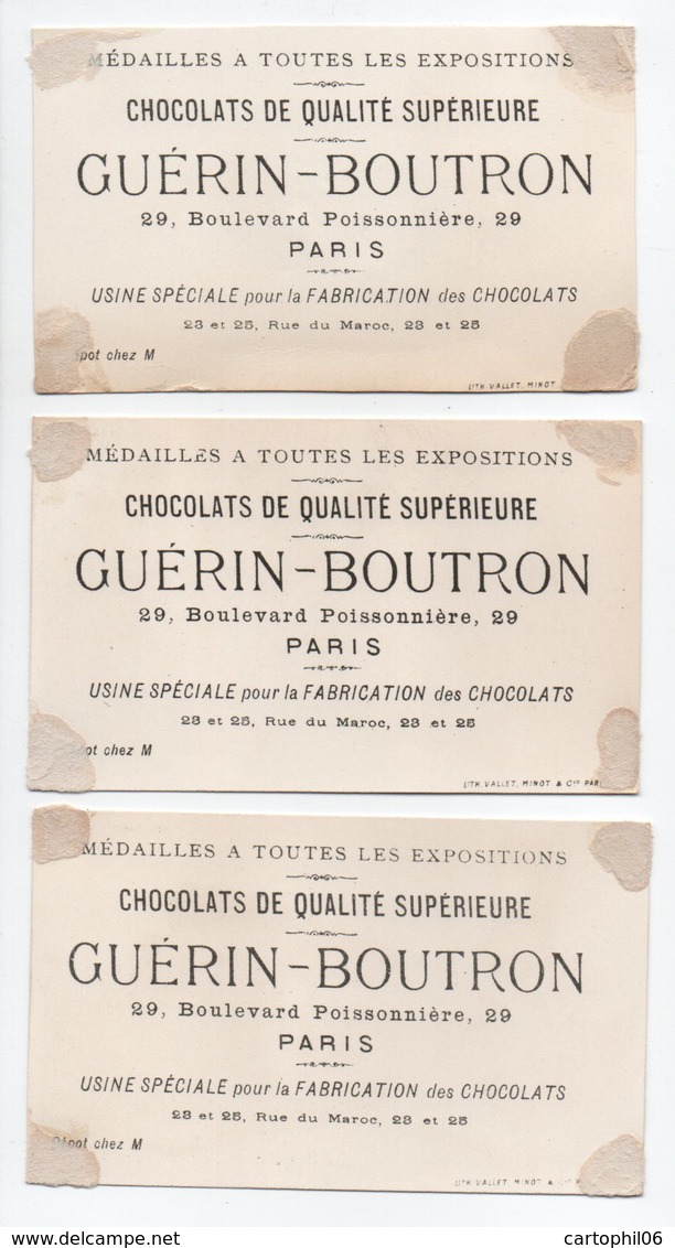 - 3 CHROMOS CHOCOLAT GUÉRIN-BOUTRON - 29, Boulevard Poissonnière, PARIS - - Guérin-Boutron