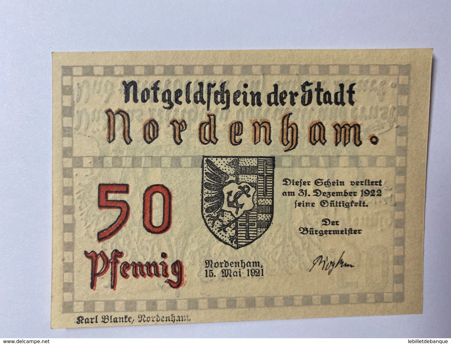 Allemagne Notgeld Nordenham 50 Pfennig - Collezioni