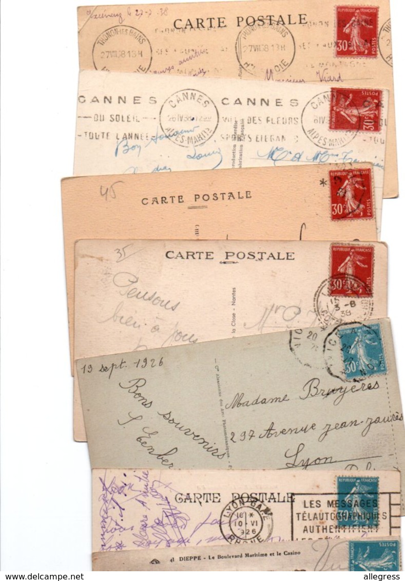 TIMBRE TYPE SEMEUSE CAMEE....30c....VOIR DETAIL.......LOT DE 48 SUR CPA.....VOIR SCAN......LOT 25 - 1906-38 Säerin, Untergrund Glatt