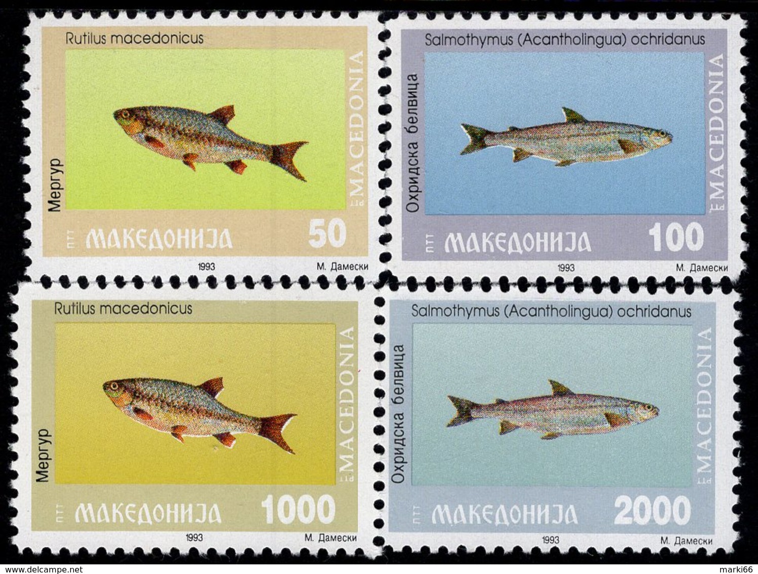 Macedonia - 1993 - Freshwater Fish - Mint Stamp Set - Macedonia Del Norte