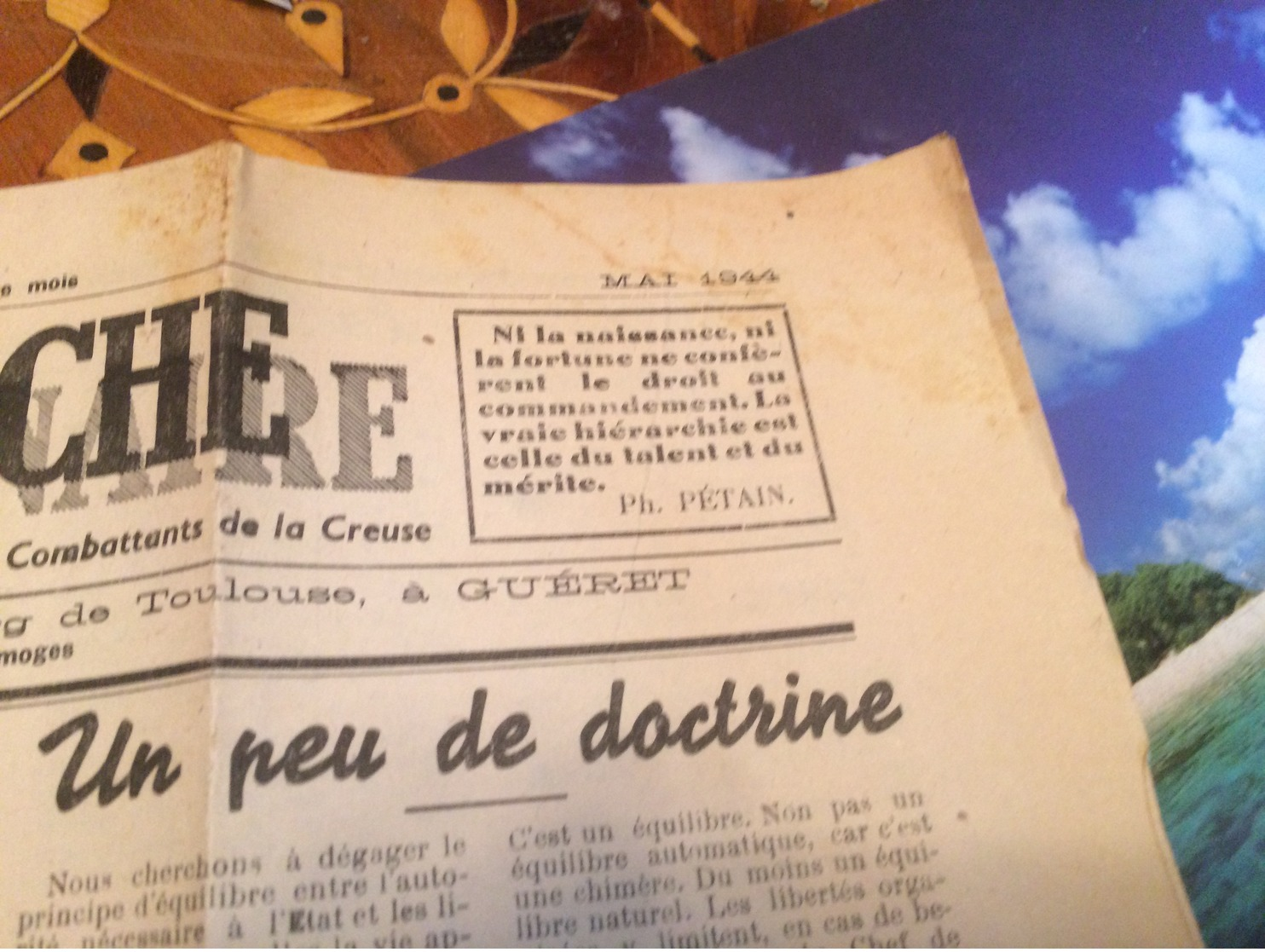 CREUSE: JOURNAL  :LE LÉGIONNAIRE  EN MARCHE BULLETIN DE LIAISON DE LA LFC DE LA CREUSE  MAI 1944; - Autres & Non Classés