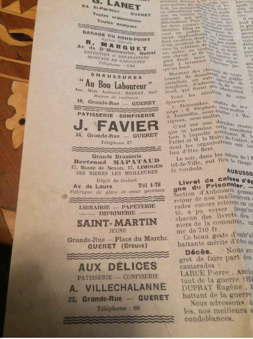 CREUSE: JOURNAL  :LE LÉGIONNAIRE  EN MARCHE BULLETIN DE LIAISON DE LA LFC DE LA CREUSE  MAI 1944; - Autres & Non Classés