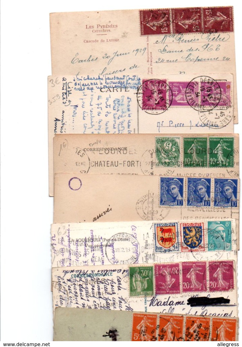 AFFRANCHISSEMENTS DE 2,3 OU 4 TIMBRES....voir Detail........LOT DE 48 SUR CPA.....VOIR SCAN......LOT 42 - Sonstige & Ohne Zuordnung