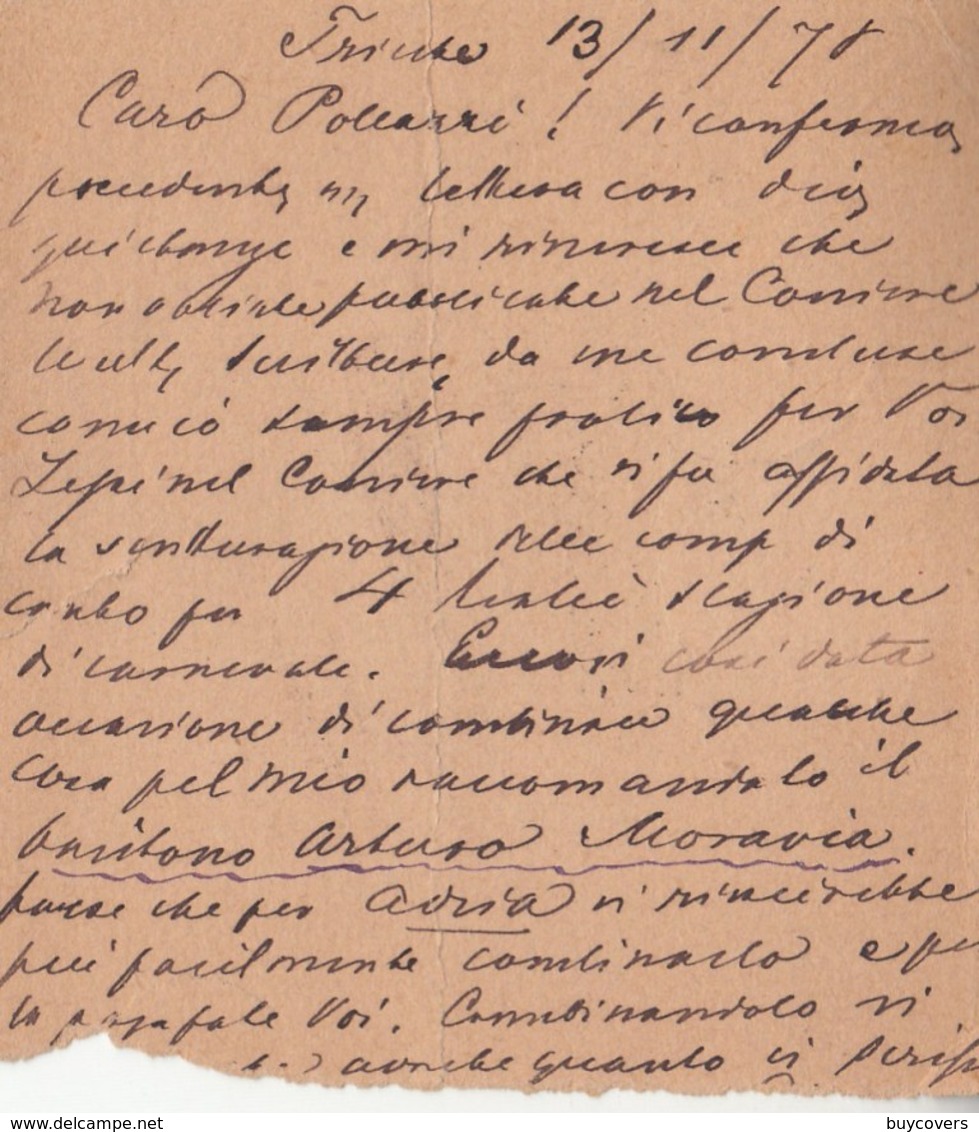 490 - Intero Postale Da 2 Kr.  (parte) Del 1878 Da Trieste Per Firenze Con Aggiunta Di 3 Kr. Verde - Incoming Mail - - Entiers Postaux