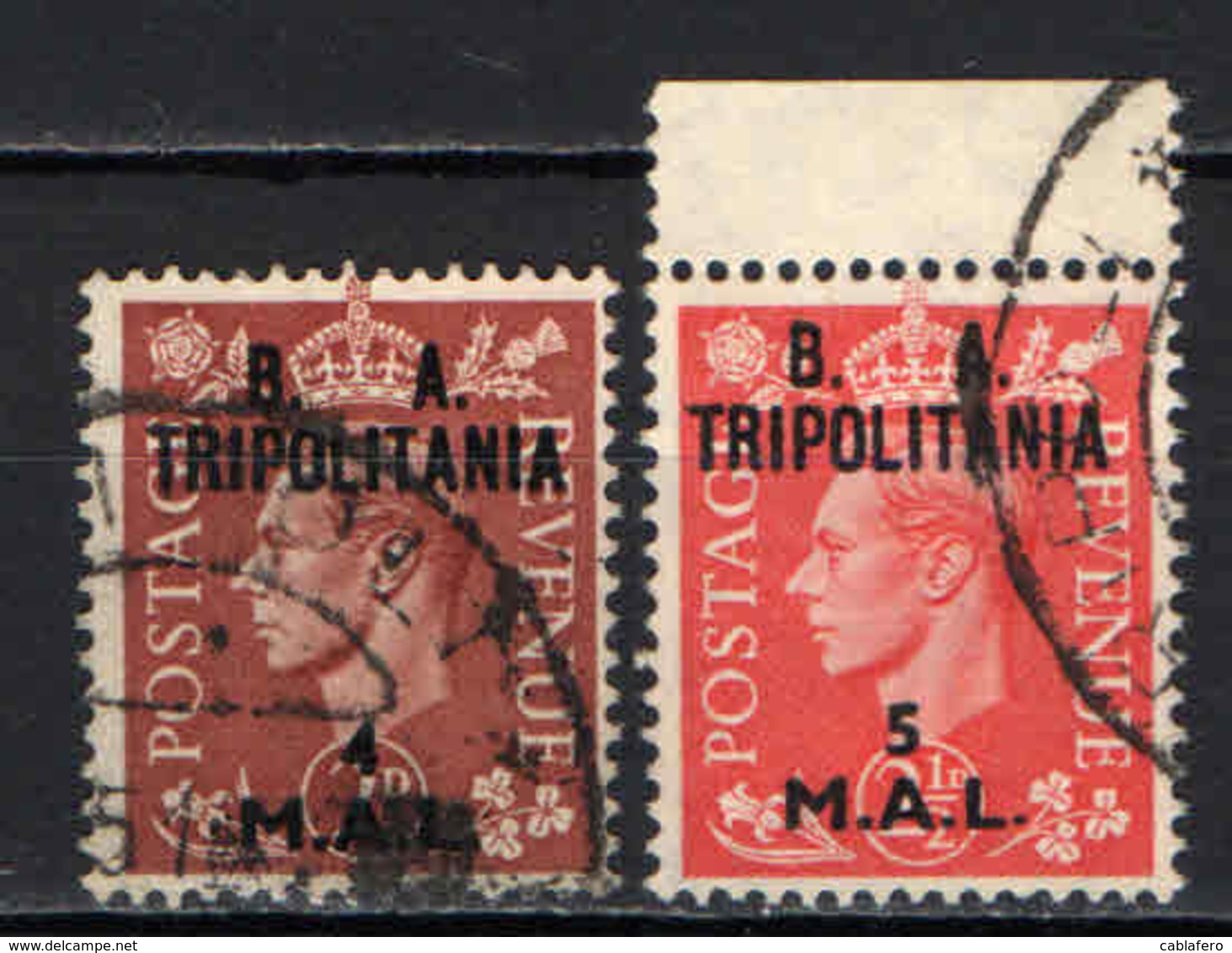 ITALIA - TRIPOLITANIA - 1951 - EFFIGIE DEL RE GIORGIO VI CON SOVRASTAMPA B.A. - COLORI SCURI - USATI - Tripolitania