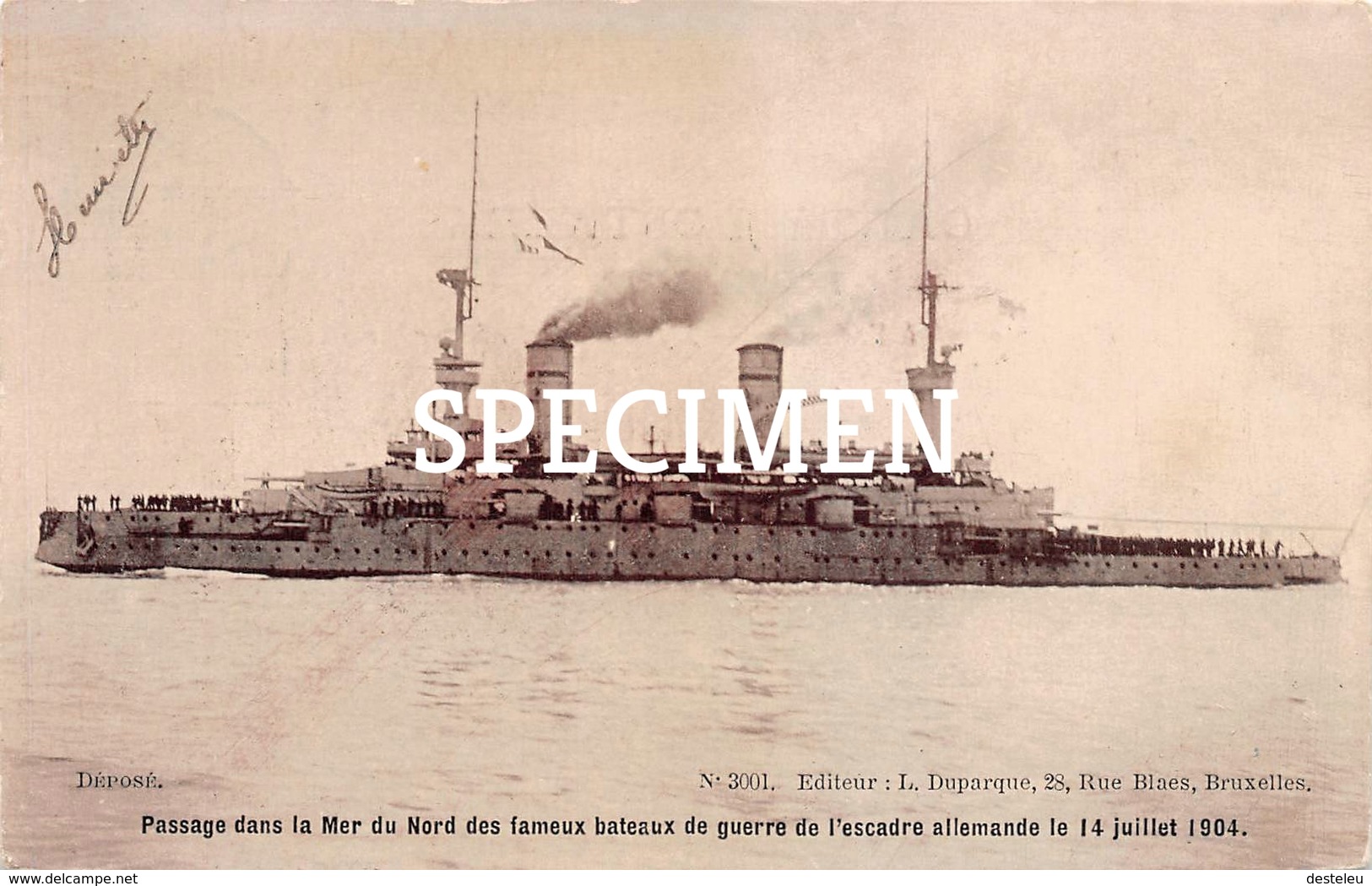 Passage Dans La Mer Du Nord Des Fameux Bateaux De Guerre De L'escadre Allemande 1904 - Guerre