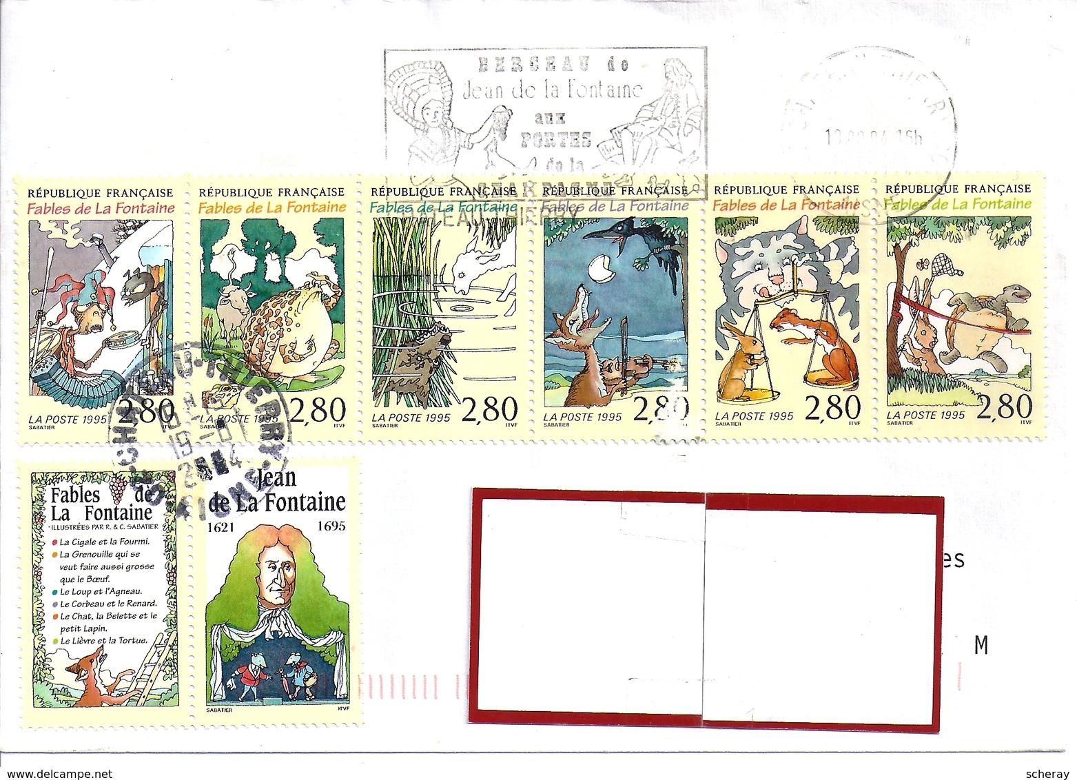 LOT  510  FABLES  DE LA FONTAINE S/L FRANCE AVEC FLAMME CONCORDANTE CHATEAU THIERRY - 1961-....