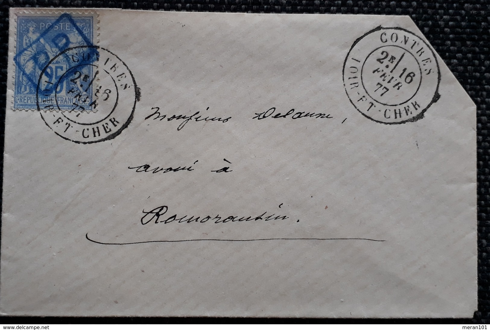 Frankreich 1877, Brief "PP" CONTRES Gelaufen - 1876-1898 Sage (Type II)
