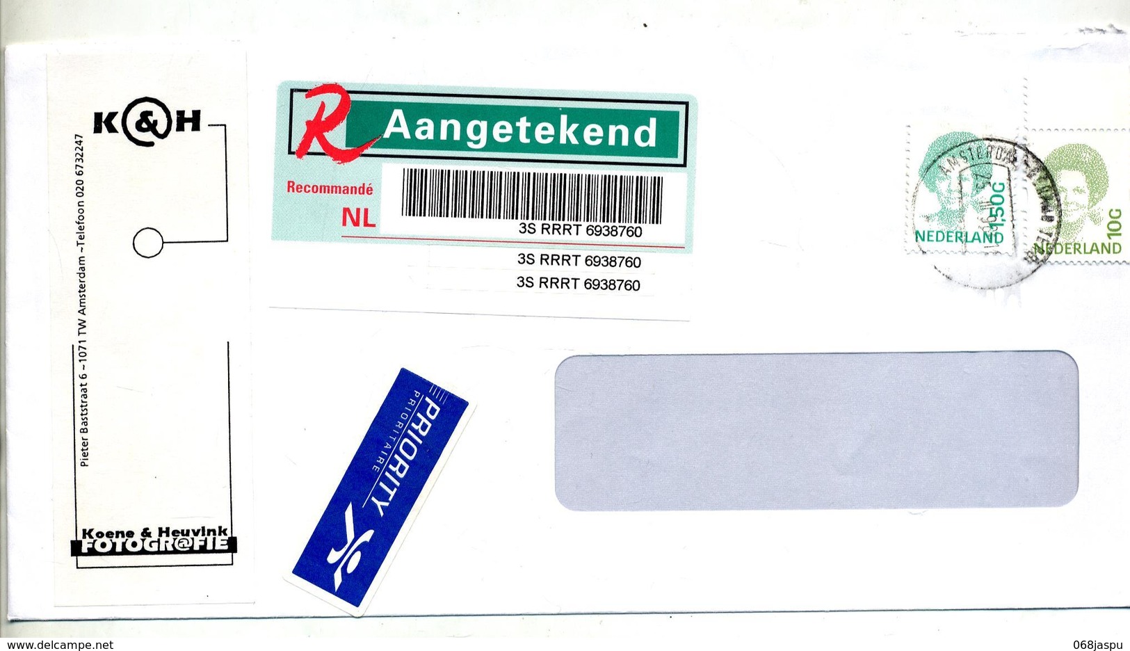 Lettre Recommandée Amsterdam Sur Reine Entete Atelier Photo - Maschinenstempel (EMA)